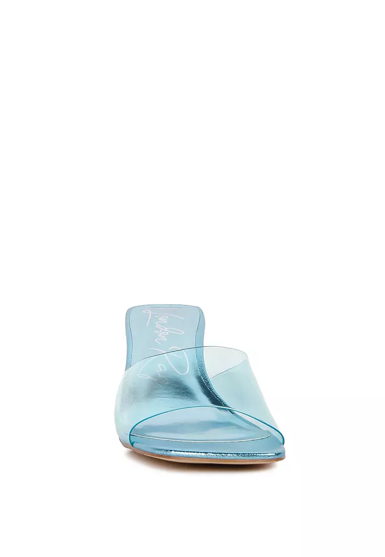 Electric blue heeled top sandals