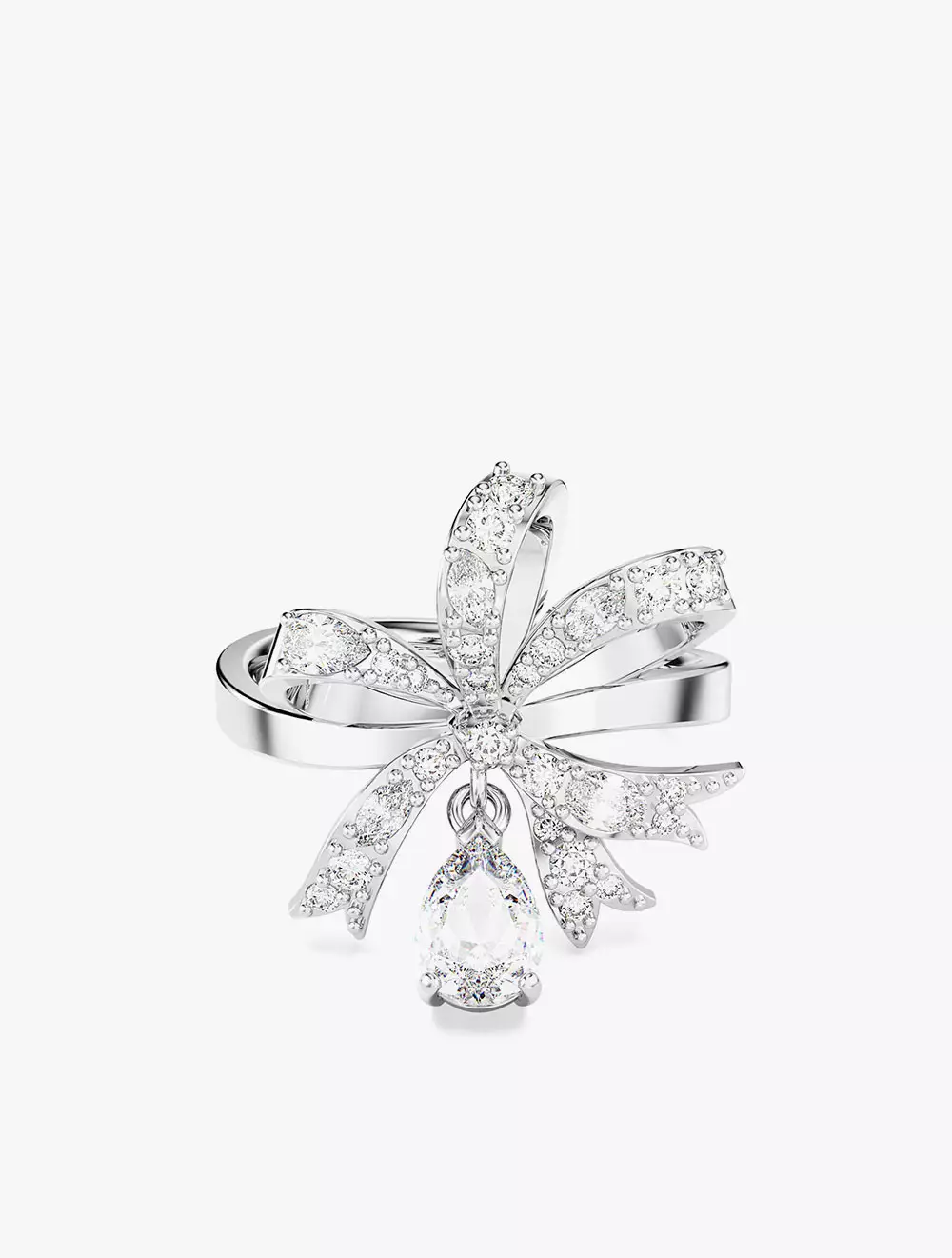 Jual Swarovski Volta Cocktail Ring, Bow, Small, White, Rhodium Plated