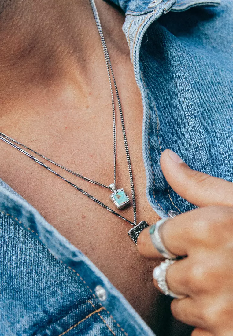 EXCLUSIVE Kalung Perhiasan Perak 925 Pria Pendant Turquoise