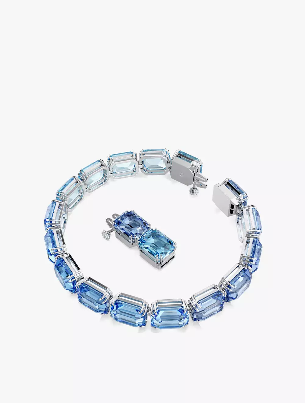 Millenia Bracelet, Octagon Cut, Color Gradient, Blue, Rhodium Plated - M - Blue