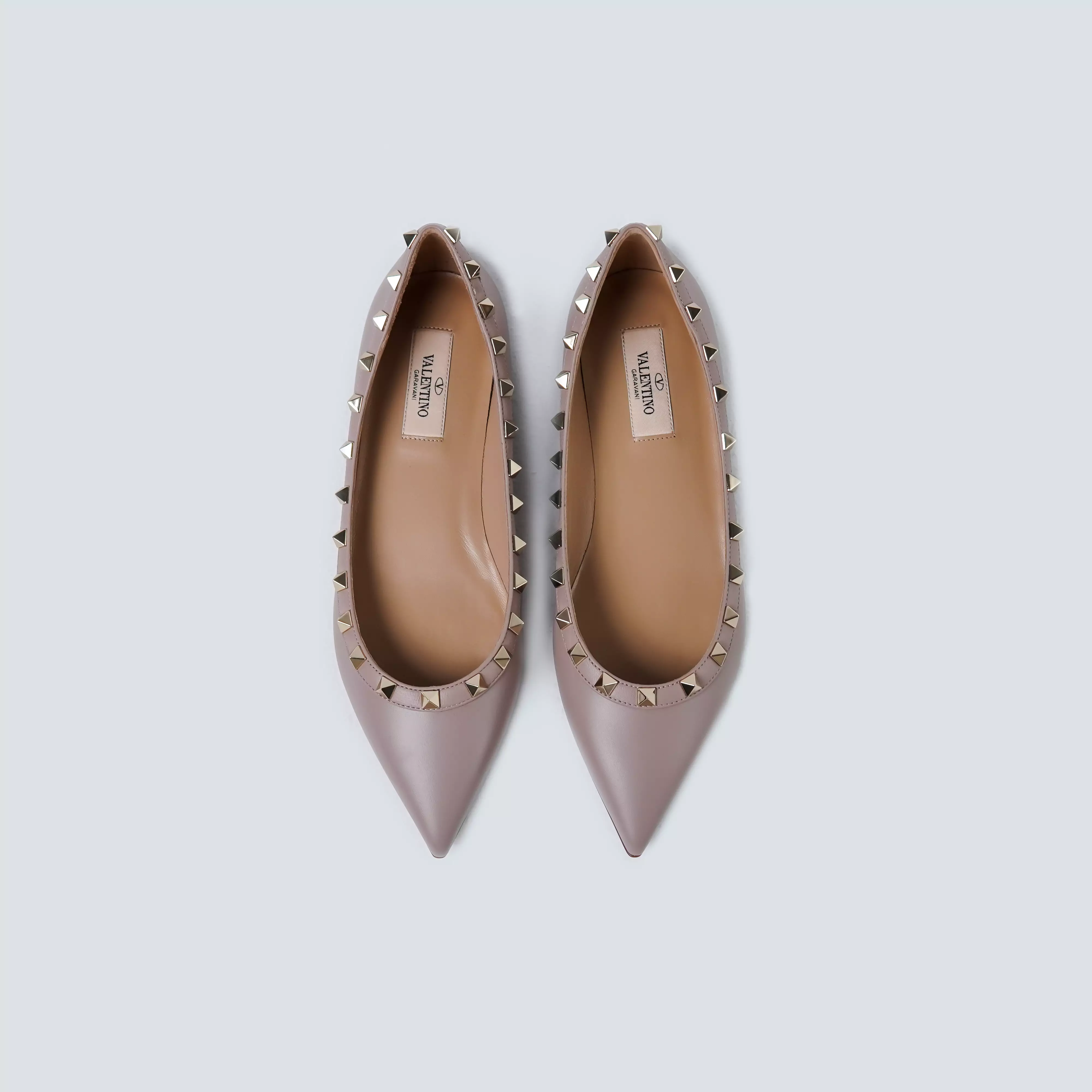 Sandal VALENTINO ROCKSTUD NUDE CALFSKIN BALLERINA FLAT SHOES 100% ORIGINAL