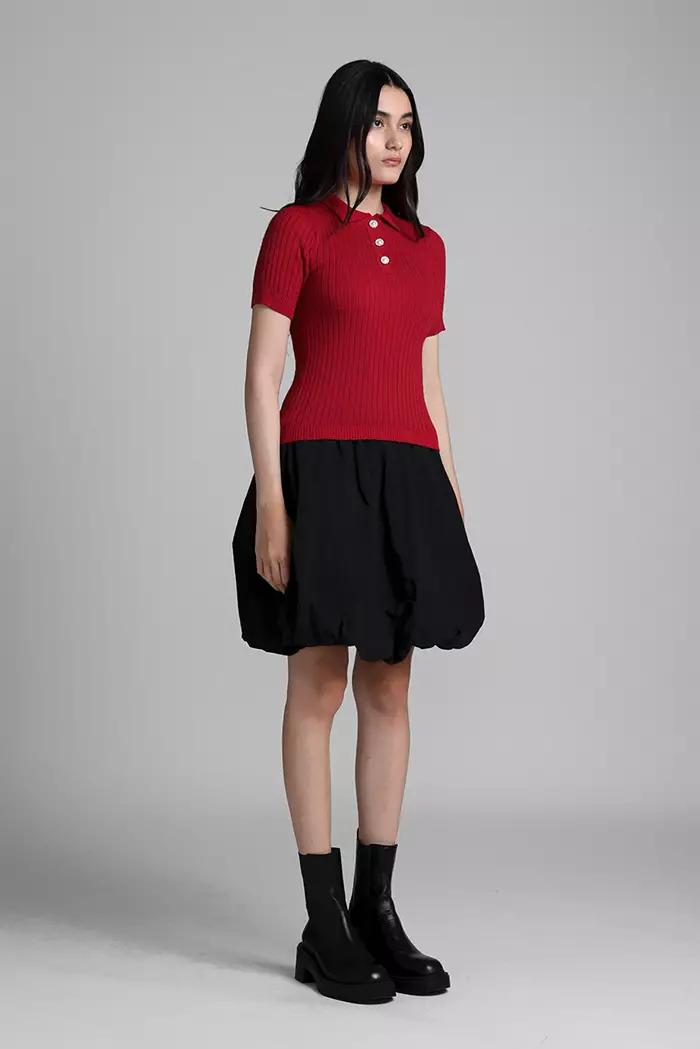 COTTONINK Studio - Atasan Knit Rajut Wanita Red Adrienna #HolidayCollection