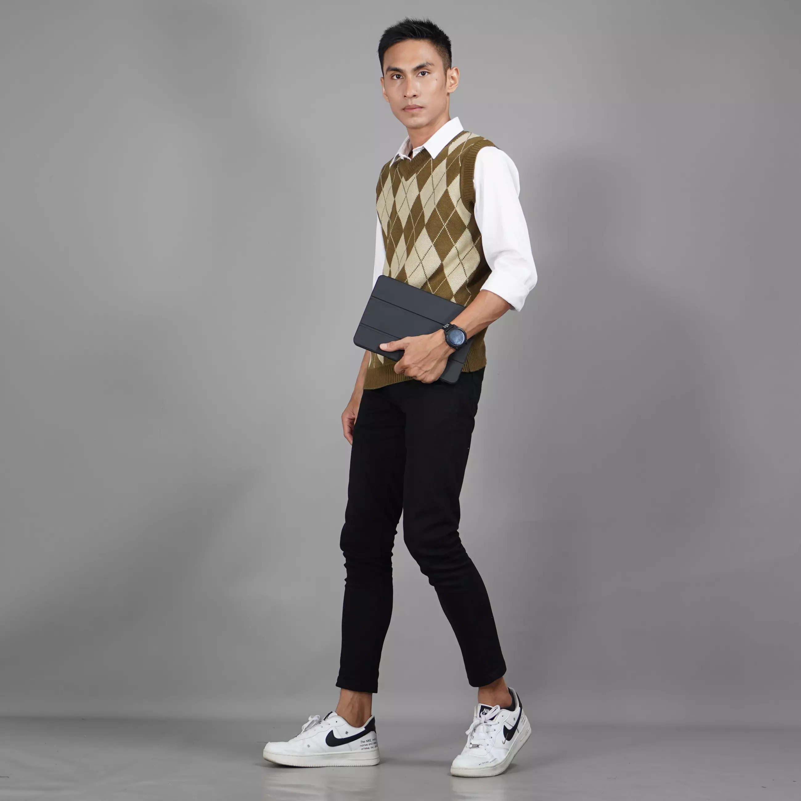  Rompi Rajut Pria Rompi Seragam Kantor Knit Outer Pria - BRONZE