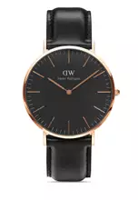 Mens black sales leather watch