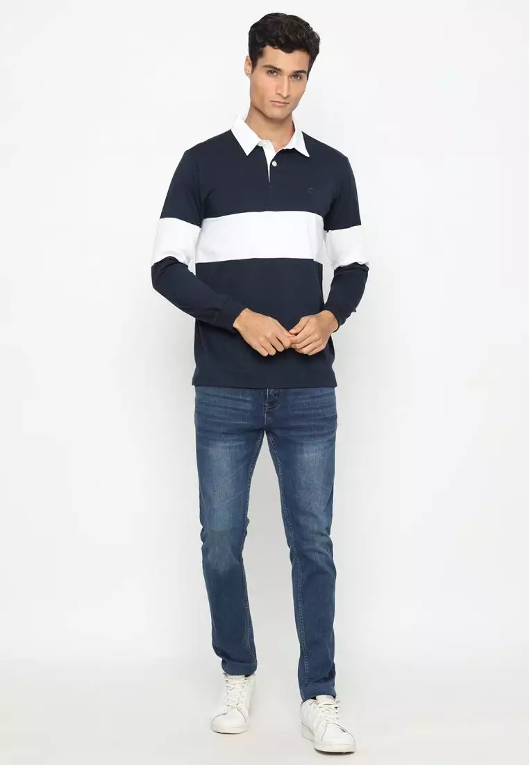 Matsuda Kaos Rugby Polo Shirt Pria Lengan Panjang Nago