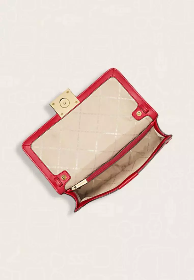 Michael Kors Sonia Medium Leather Shoulder Bag Bright Red