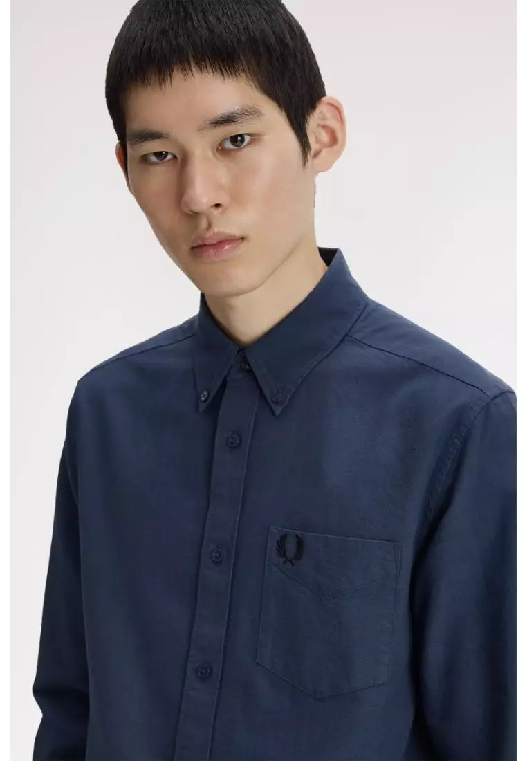 Fred Perry M5516 Long-Sleeve Oxford Shirt (Dark Airforce)