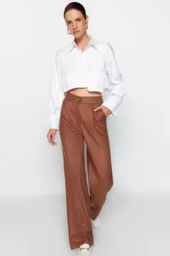 Trendyol Brown Wide Leg Woven Tall Pants 2024