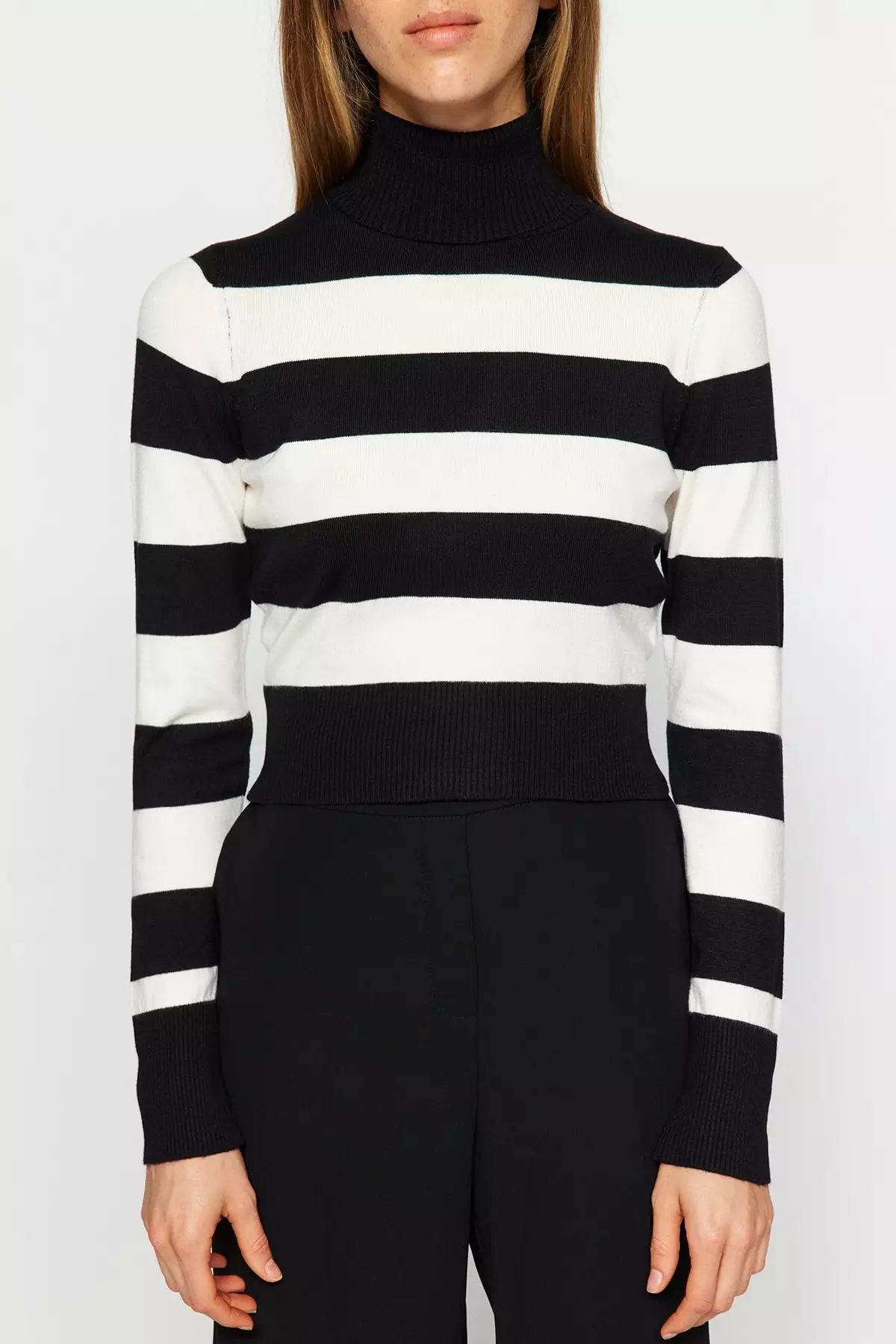 Crop Stripe Knit Sweater