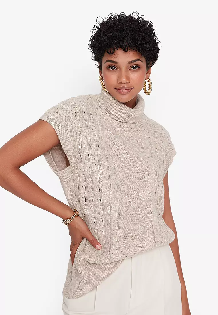 LOFT Cable Wedge Turtleneck Sweater ShopStyle Tops