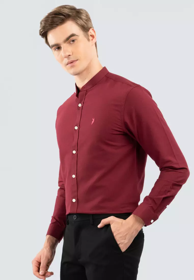 Polo Haus - Men’s Cotton Mix Signature Fit Mandarin Collar Long Sleeve MBLSE002