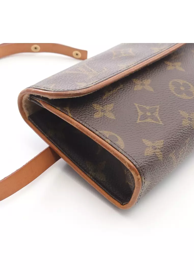 Pre-Loved Louis Vuitton Pochette Florentine monogram body bag waist bag PVC leather Brown