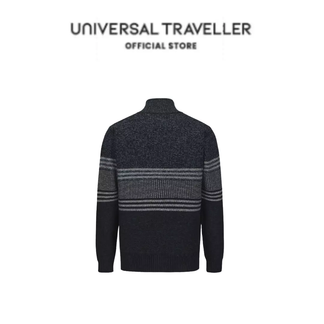 Universal Traveller HENLEY MOCK NECK STRIPED KNITTED SWEATER KS24063