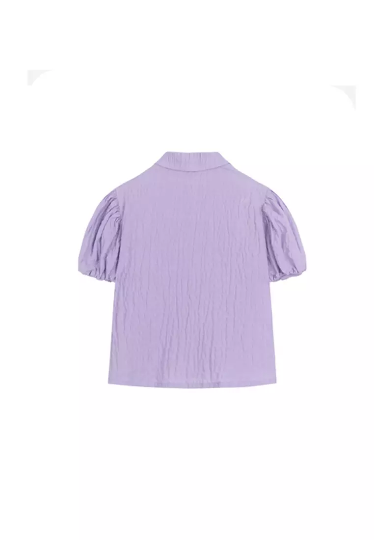 女童短袖衬衫可爱小圆领短袖衬衫