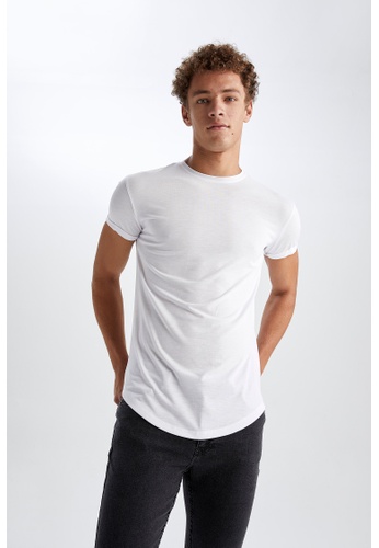 DeFacto white Long Fit Short Sleeve T-Shirt 60424AA716EA09GS_1
