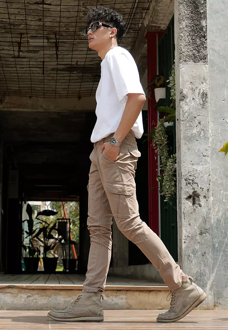 Jual Oxcon Celana Chinos Cargo Pants SlimFit Stretch Beige OXCON