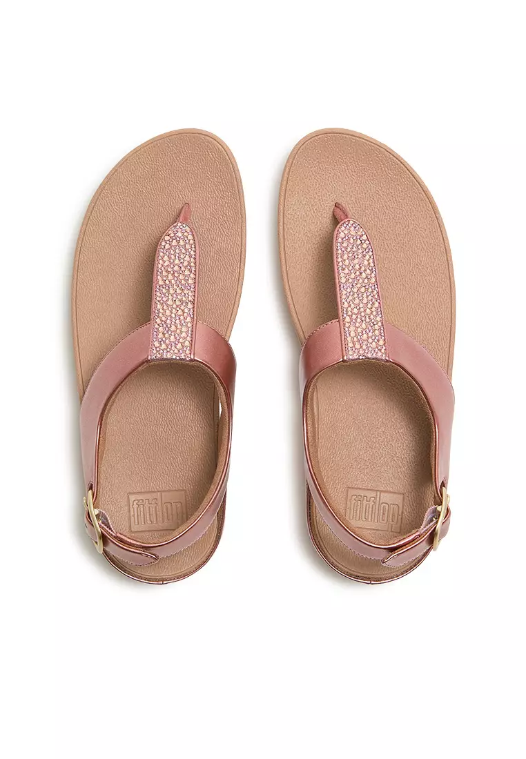 Fino Crystal-Mix Metallic T-Strap Sandals