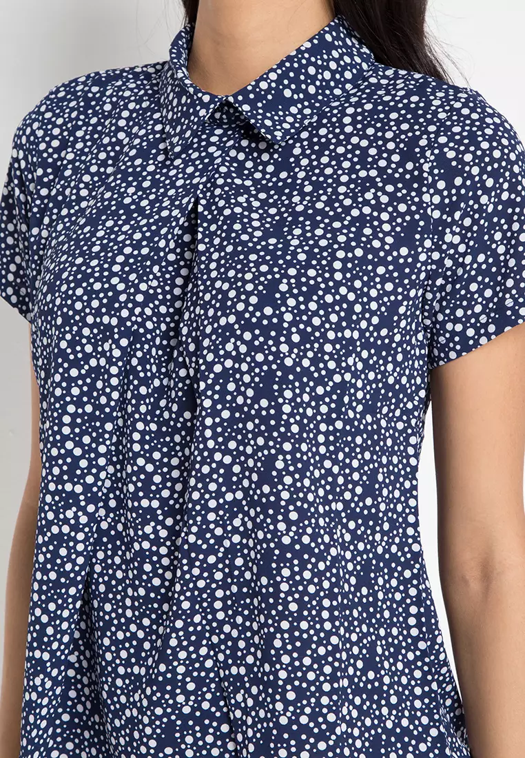 Ginny Blouse In Navy Dot