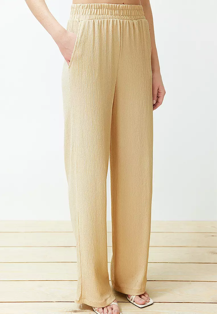 Stone Relaxed/Comfortable Cut Knitted Kimona Trousers Top-Bottom Set