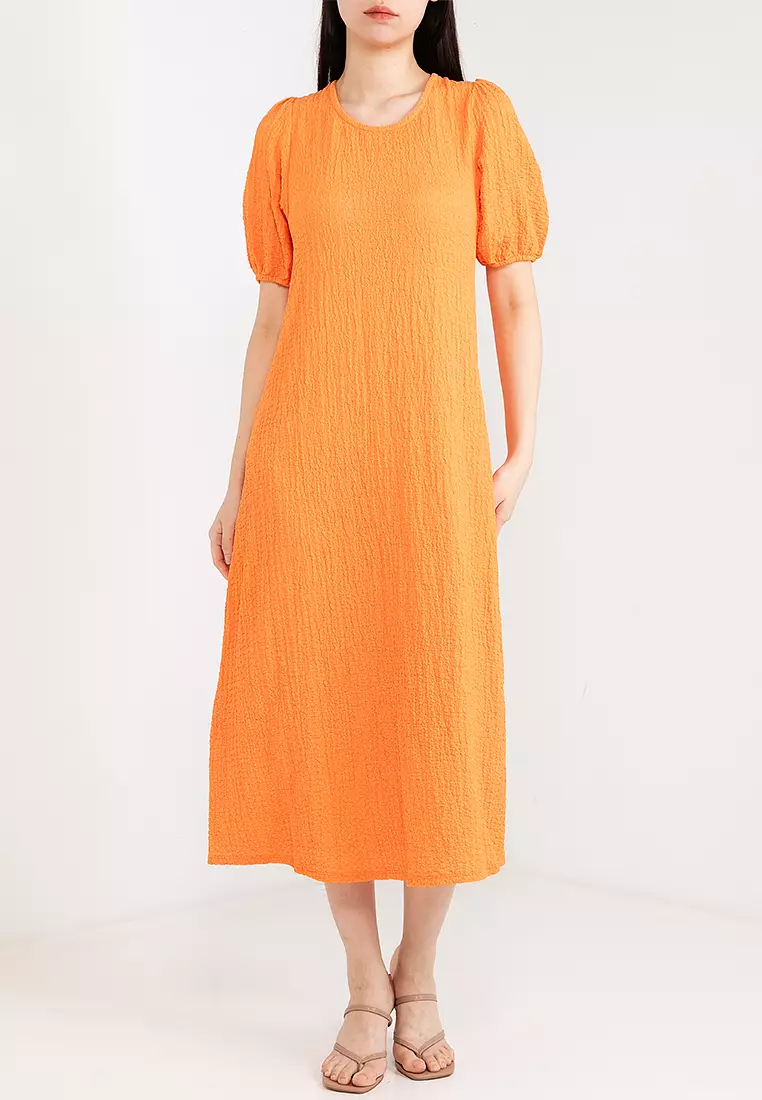 Penni Short Sleeves Open Back Midi Dress