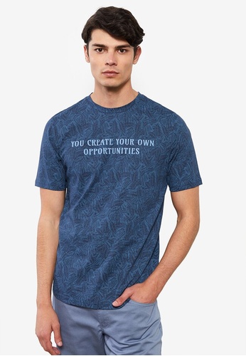 LC WAIKIKI blue Crew Neck Short Sleeve Printed Combed Cotton Men's T-Shirt 7C9B4AA6C0DA70GS_1