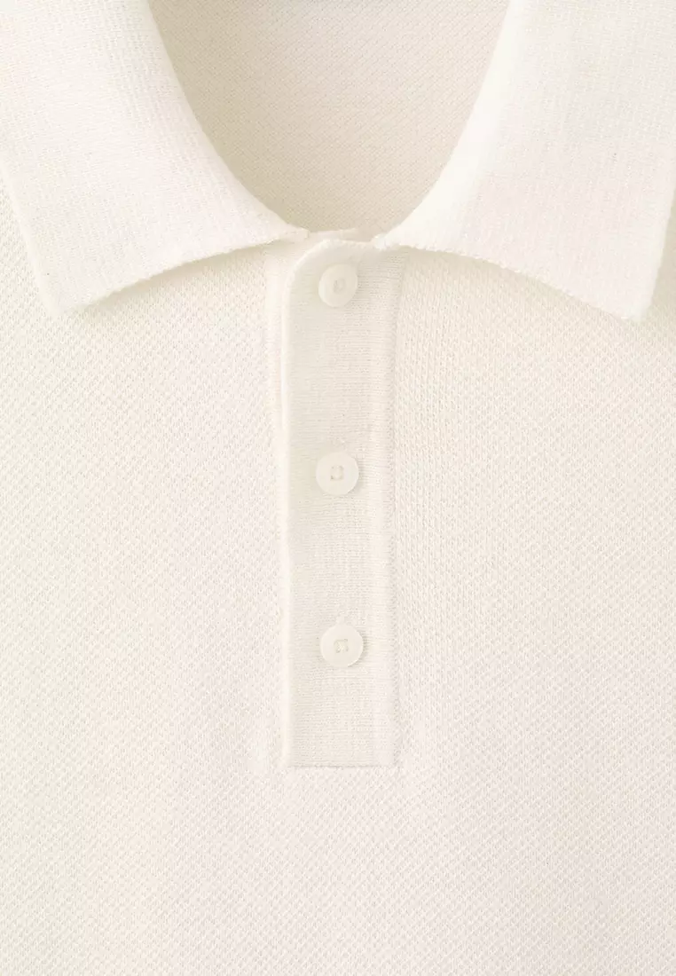 Fine Knit Polo Shirt With Microstructure