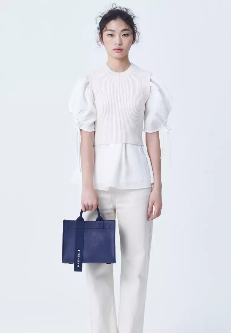 CINDY Vegan Leather Crossbody Bag Navy Blue