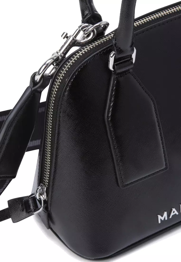 Small Leather Dome Satchel Crossbody Bag Black 4S4HSC003H02