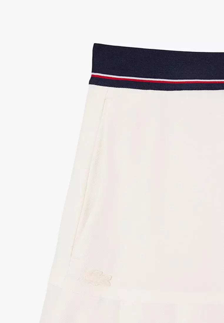 Short Pleated Wool Blend Skirt