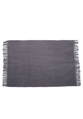 Milliot & Co. grey Delray Textured Blanket 8B46DHLBE929F7GS_1