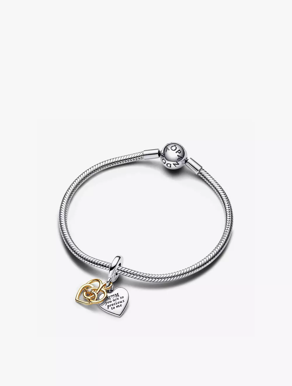 Braid and heart sterling silver and 14k gold-plated double dangle with 0.009 ct TW GHI SI1+ lab-grown diamond