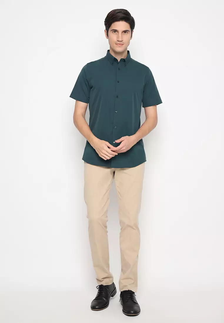 Jobb Elton Kemeja Pria Lengan Pendek Slim Fit Hijau