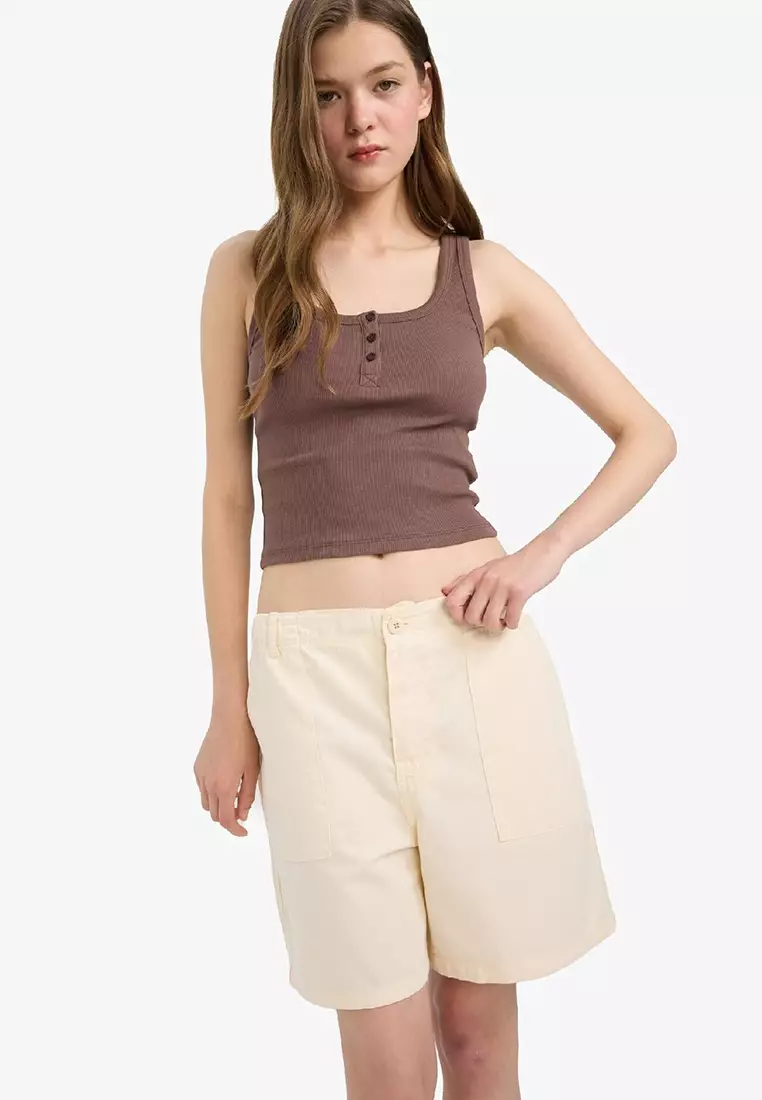 Coool Normal Waist Short Leg Gabardine Shorts F3318Ax25Sm