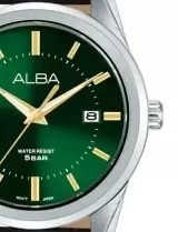Jam Tangan Pria Alba AS9V69 AS9V69X1 Strap Leather Brown Color Men Green Dial Watch Original Garansi Resmi
