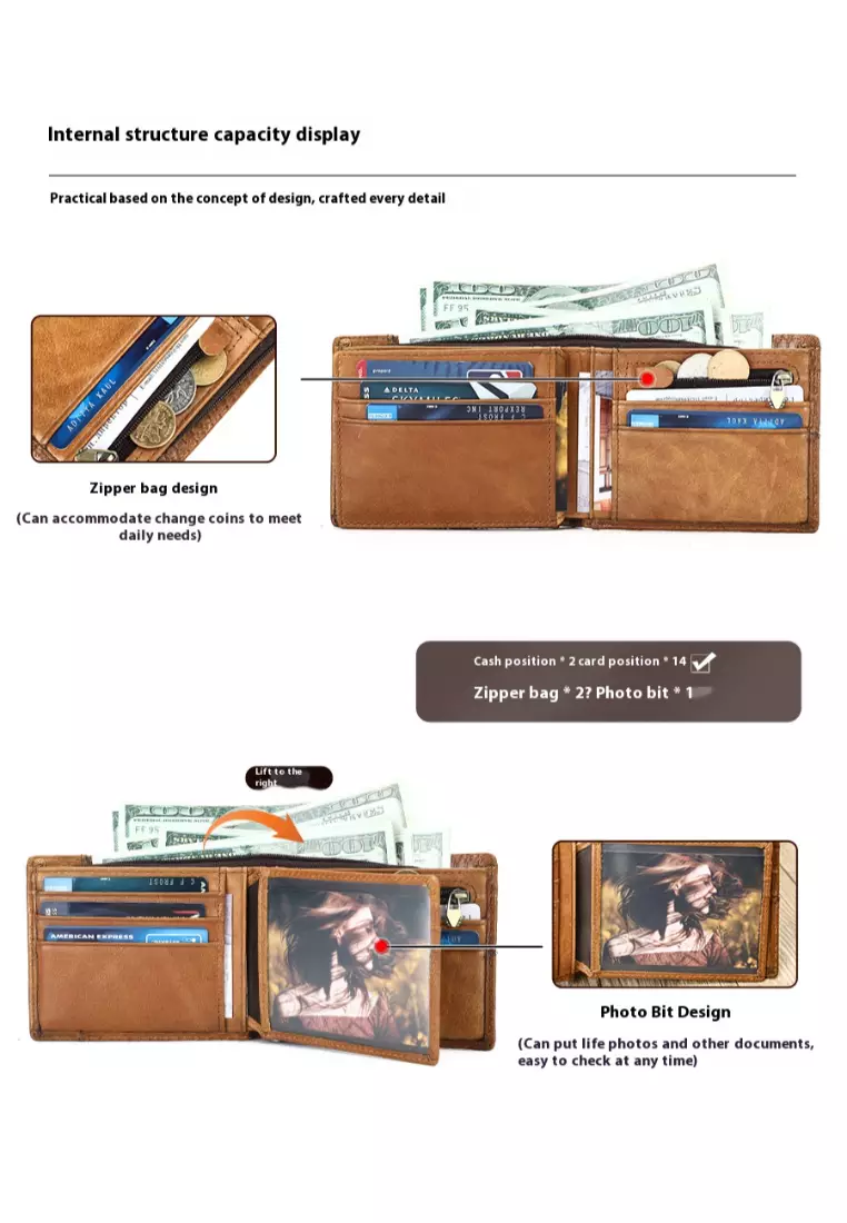 压花真皮男士钱包短款男士钱夹头层牛皮男钱包