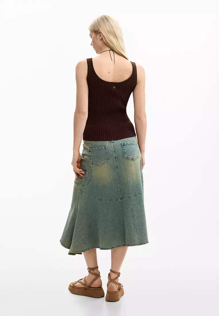 WOMAN FLAT KNIT T-SHIRT STRAPS