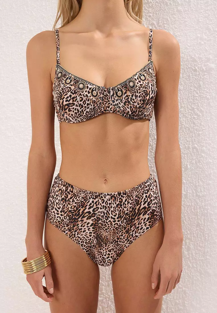 Leopard Patterned Mix Balconette High Waist Regular Bikini Set TBESS25BT00142