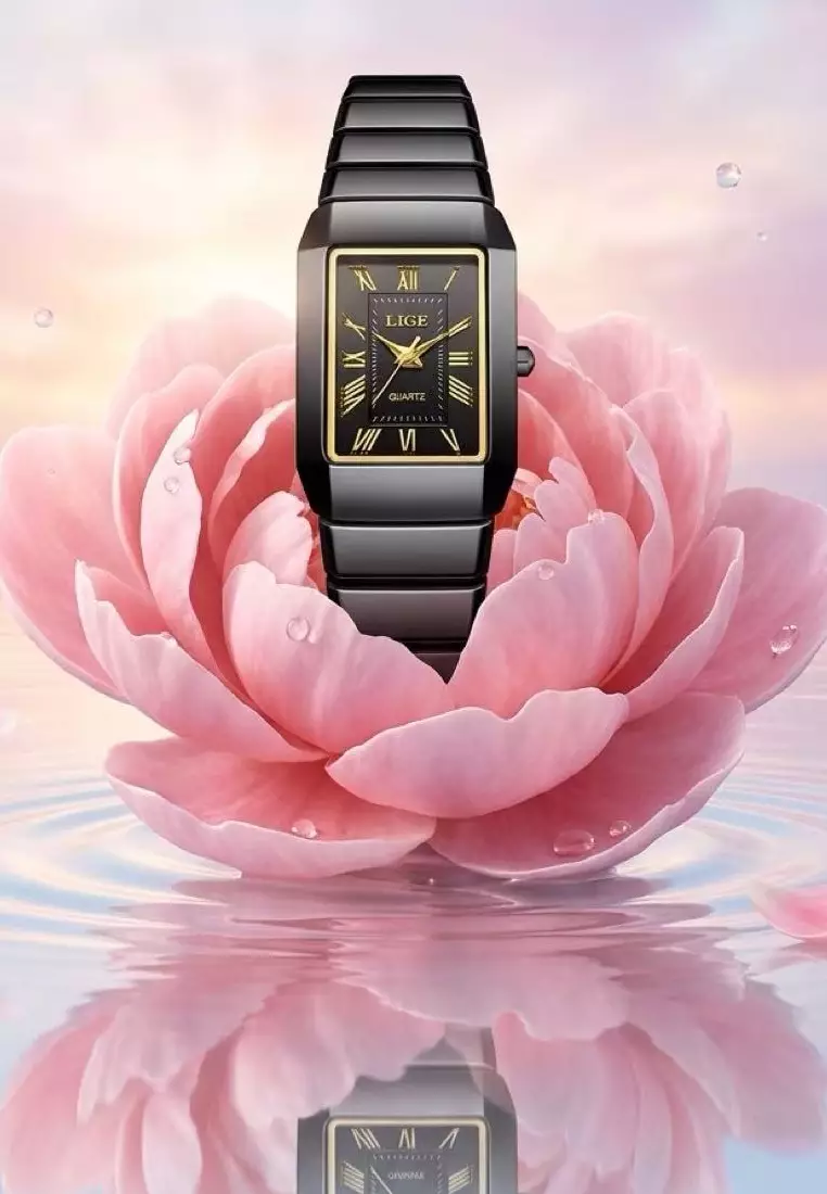 Ladies Ceramic Quartz Watch, 23x31mm, Ceramic Bracelet