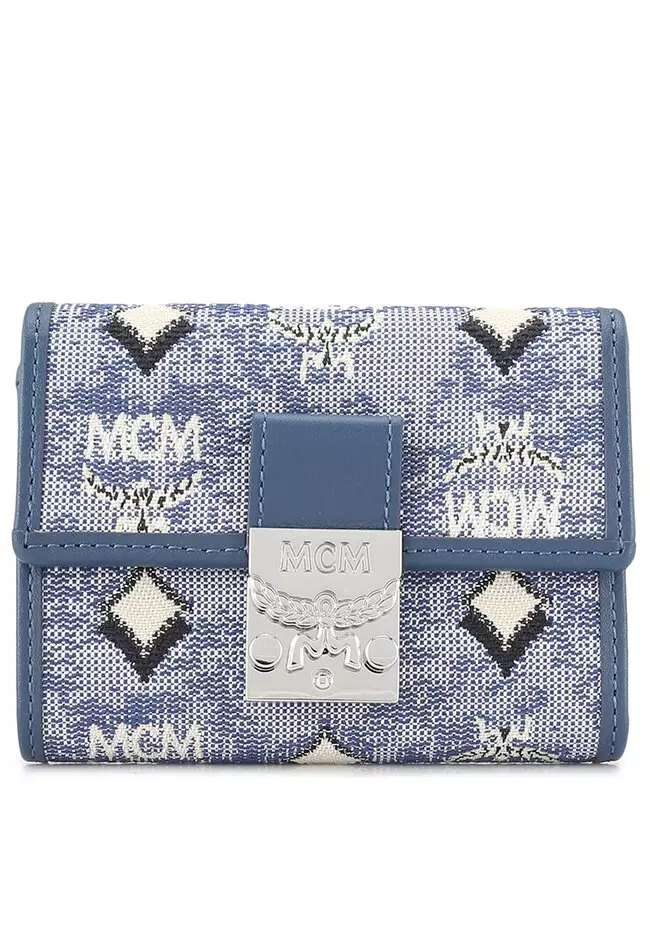 Mcm Aren Flap Trifold Mini Wallet In Oatmeal
