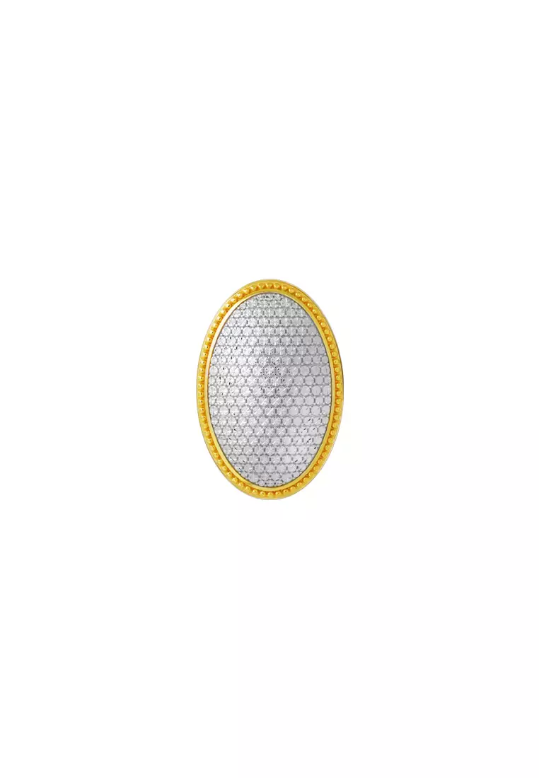 TOMEI Diamond Cut Collection Ellipse Pendant, Yellow Gold 916