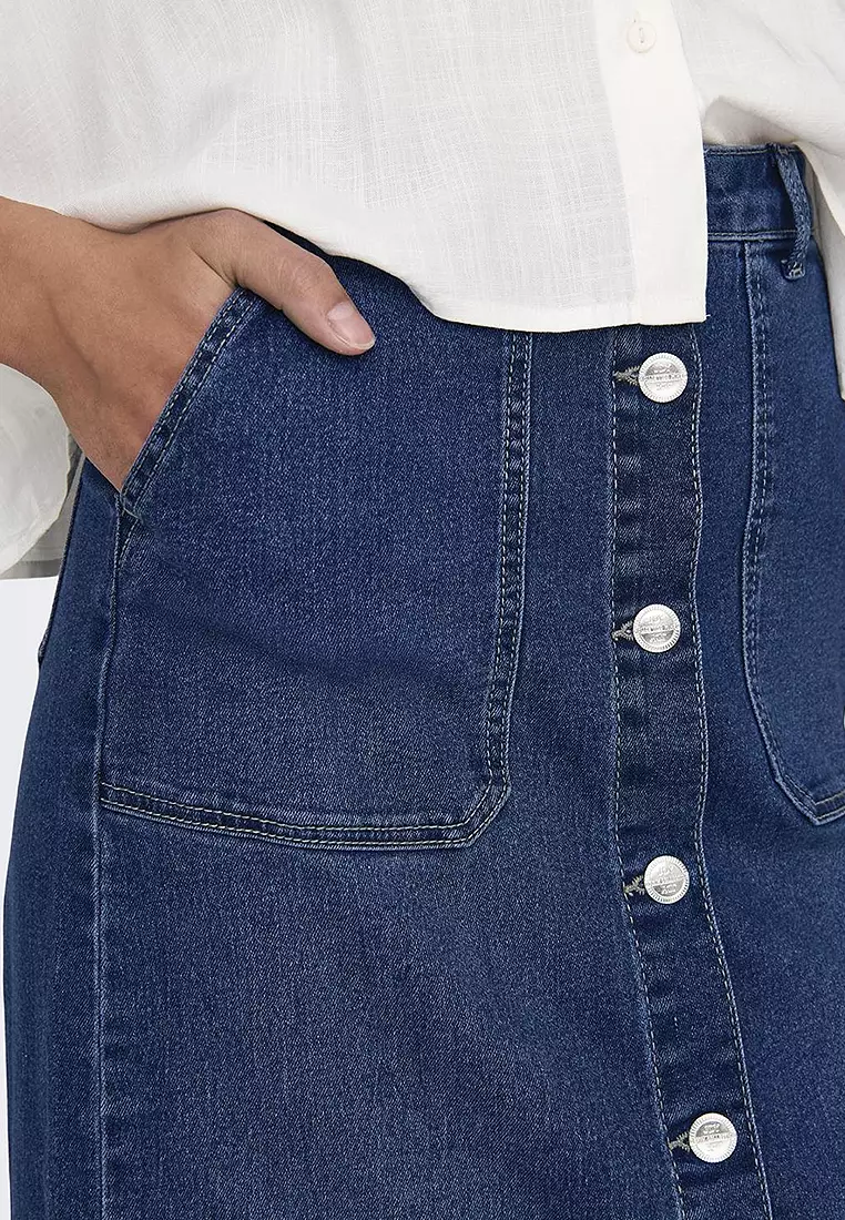Franka High Waist Button Denim Skirt