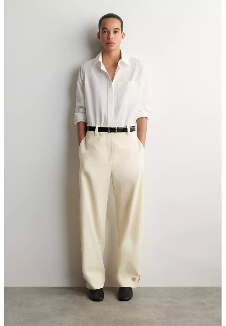 BARREL-LEG COTTON UTILITY TROUSERS