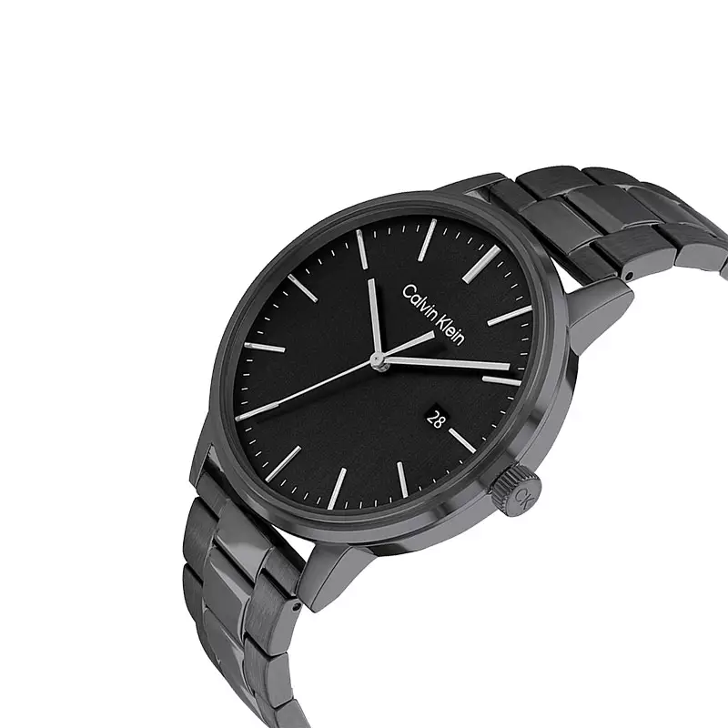 Jam Tangan Pria Calvin Klein Linked 25200057 Men Black Dial Black Stainless Steel Strap