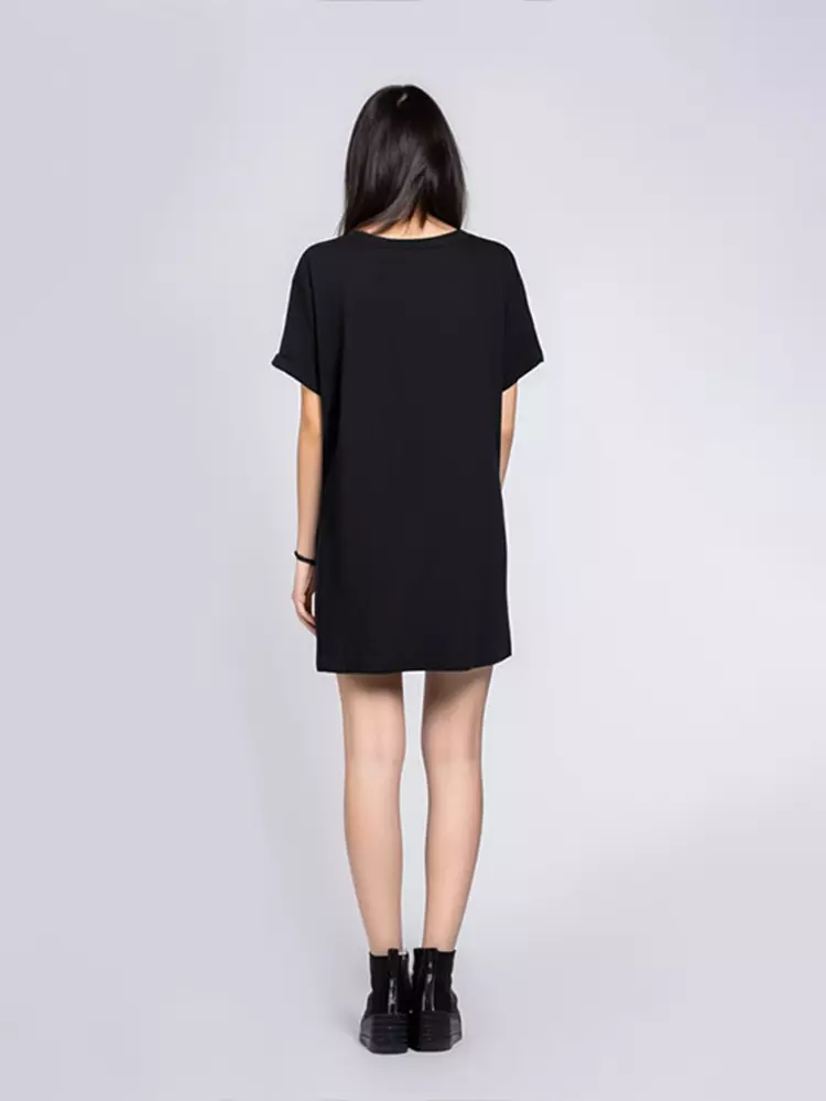 LTF09 dress t shirt kaos panjang wanita no boys hitam