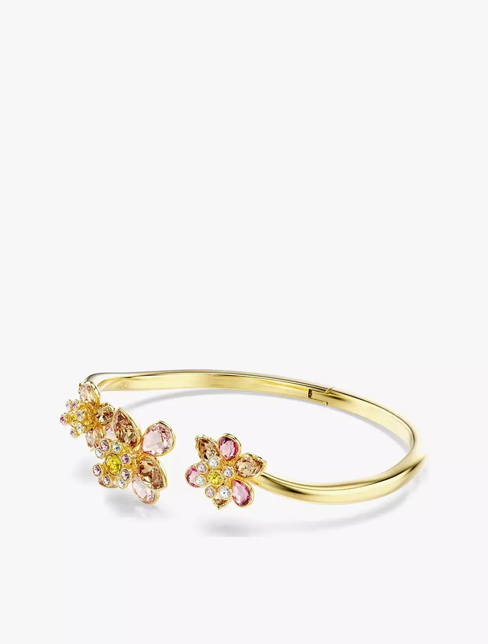 Idyllia Bangle, Mixed Cuts, Flower, Multicolored, Gold-Tone Plated
