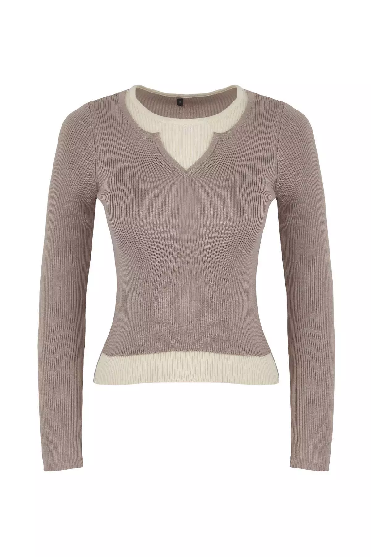 Wardrobe Essentials Beige Interlocking Look Knitwear Blouse-Sweater |