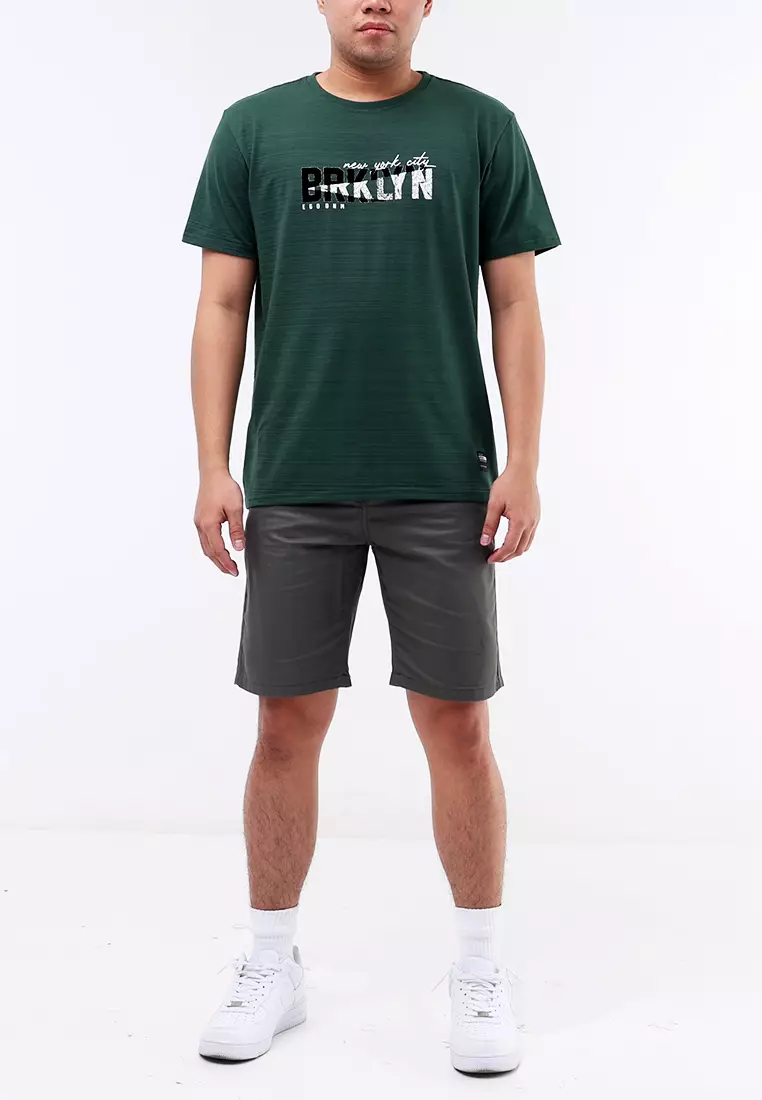 Round Neck Streaky Short Sleeves T-Shirt