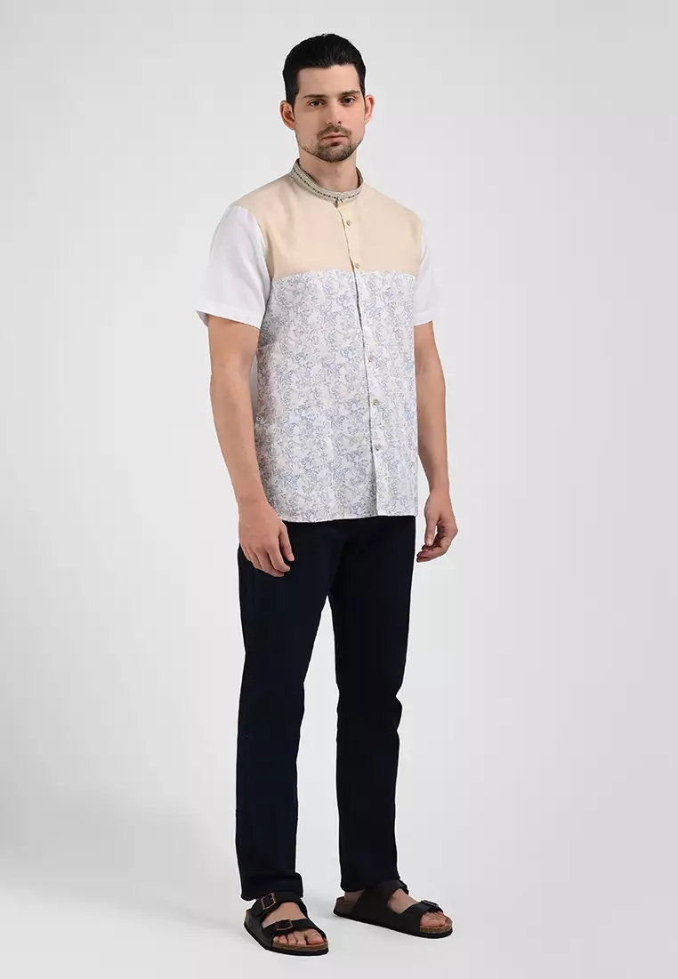 MOC Kemeja Koko Lengan Pendek Pria RAKHARO-WHITE