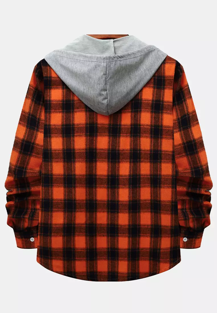 Orange flannel hoodie outlet