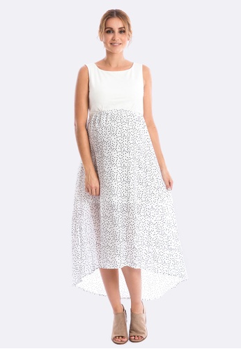 Buy Maive Bo Rosie Hi Low Maternity Dress In Dotty White Online On